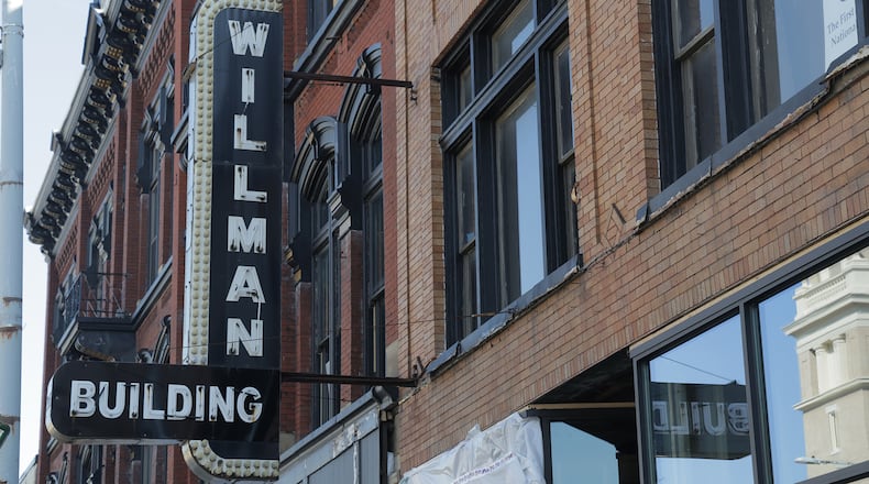 Renovations on the Willman Building in downtown Urbana continue Tuesday, March 11, 2025 as they work to change the building from a furniture store to a shared office space and lofts. BILL LACKEY/STAFF