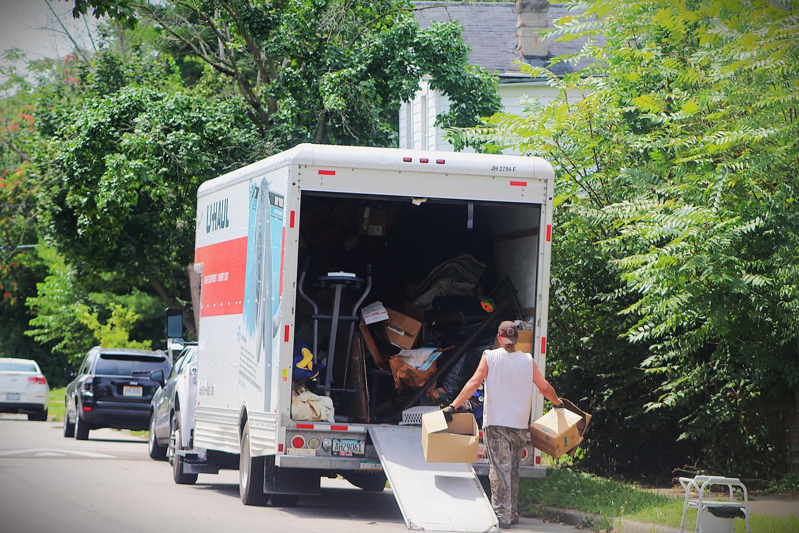 A man loads up a U-Haul truck in Dayton. CORNELIUS FROLIK / STAFF