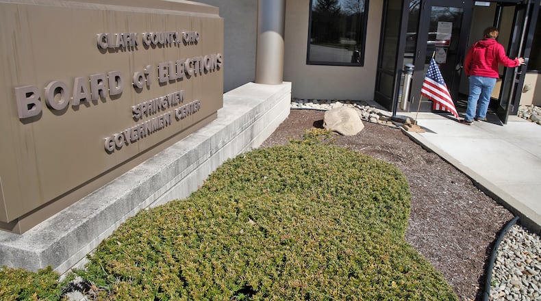 A voter enters the Clark County Board of Elections to cast his early vote Tuesday, March 12, 2024. BILL LACKEY/STAFF
