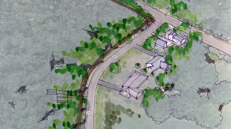 Rendering of the proposed Yellow Springs to Clifton connector bike trail shows it could be built running along State Route 343. (Contributed)