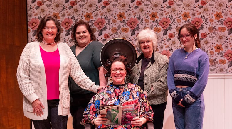 The Clark State Theatre Arts Program's presentation of the drama, humor and romance of "Steel Magnolias" will be at the Turner Studio Theatre over the next two weekends. The cast includes, from left, Jill Parker, Emily Parsons, Krissy Brown, Nancy Mahoney and Lindsey Tomlin.