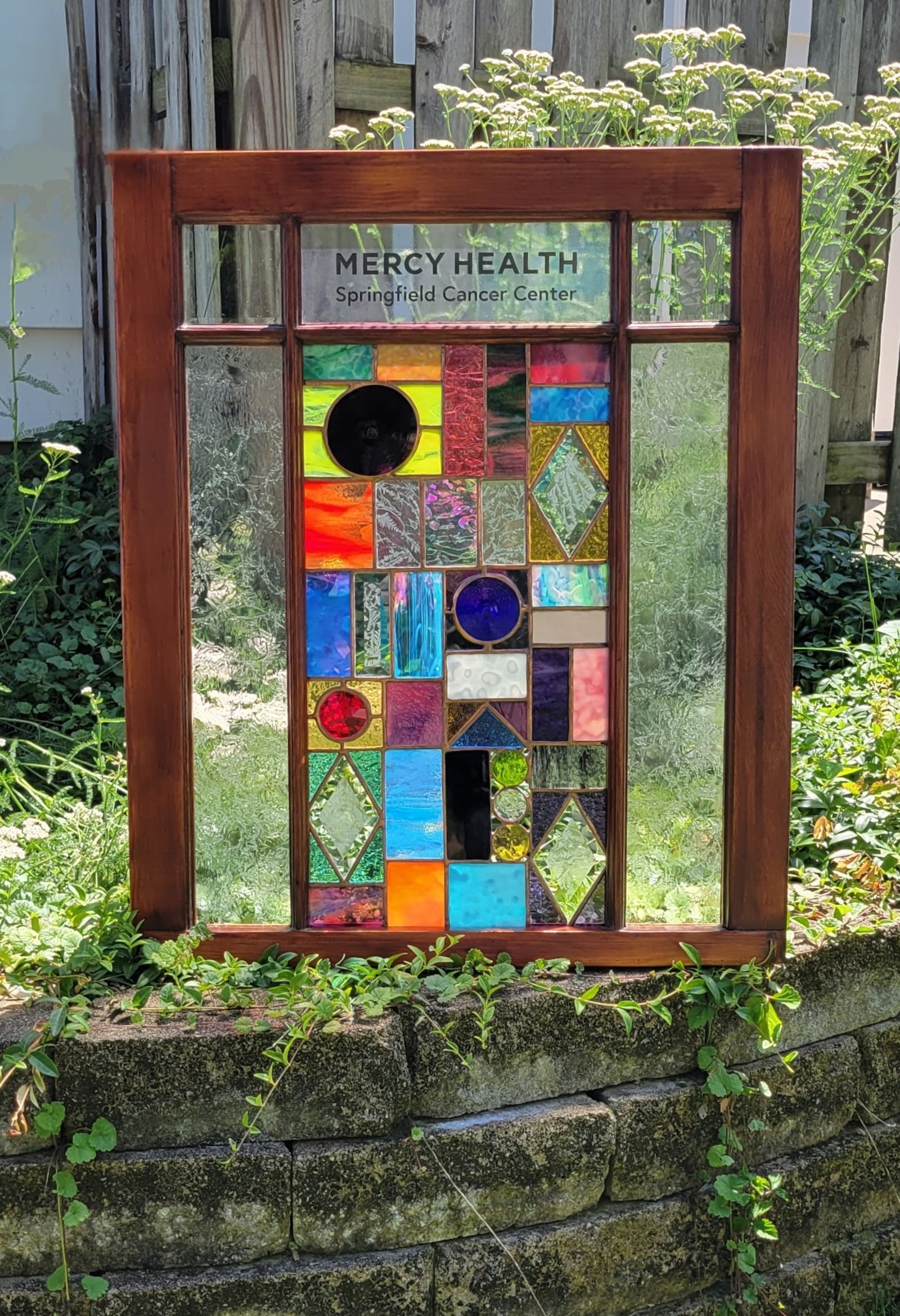 This photo of Zimmer’s stained-glass tribute was taken before its installation the Mercy Health Springfield Cancer Center (CONTRIBUTED)