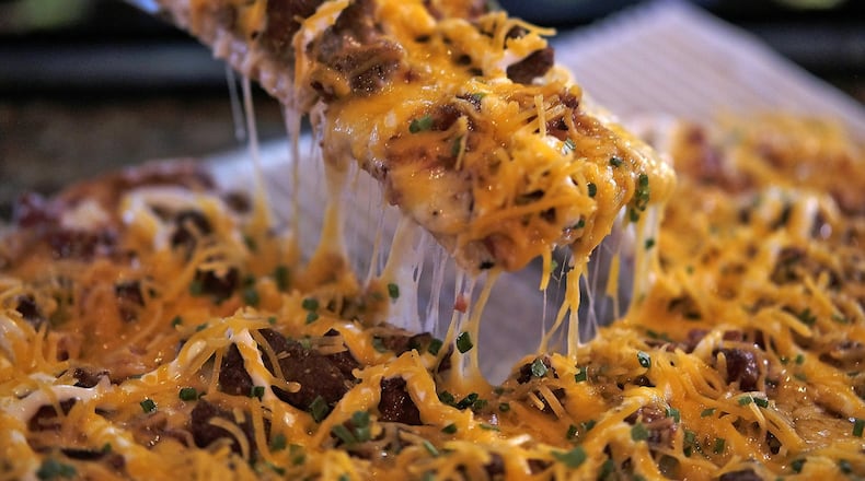 The Irish Potato Pizza at Paddy’s Pizza. BILL LACKEY/STAFF