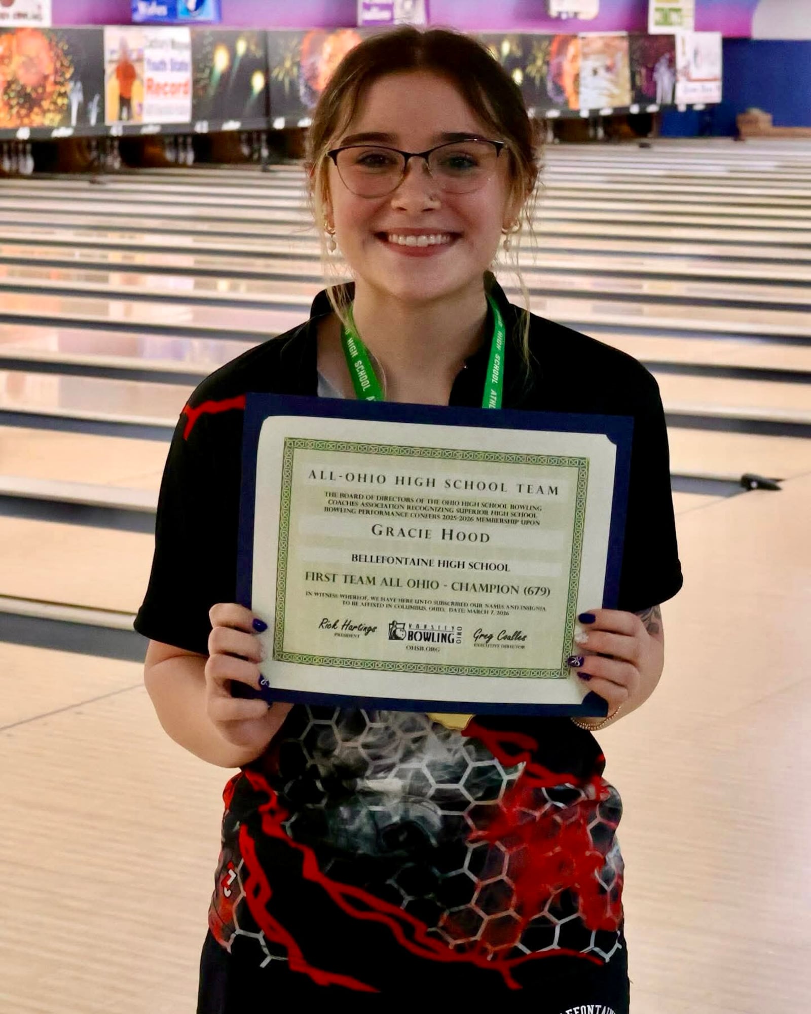 Gracie Hood claimed a state title in her fourth appearance at the OHSAA State Bowling Championship. CONTRIBUTED PHOTO