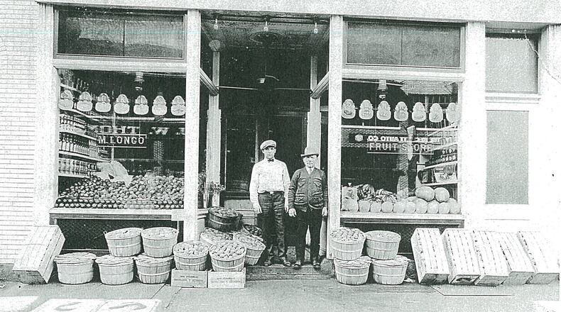 This photo from August 1925 shows Michael Phillip Longo (right) with his son, Harry Longo, in front of Longo’s Fruit Store. PHOTO COURTESY OF THE CLARK COUNTY HISTORICAL SOCIETY