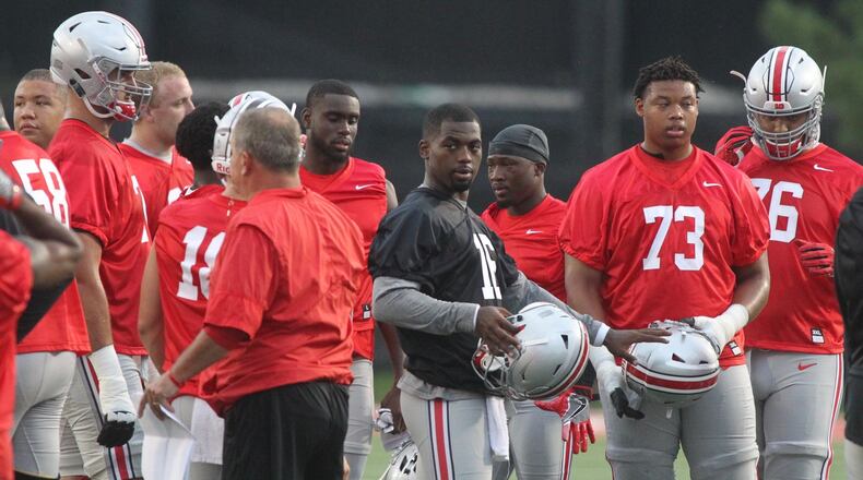 Ohio State’s J.T. Barrett practices on Thursday, July 27, 2017, at the Woody Hayes Athletic Center in Columbus. David Jablonski/Staff