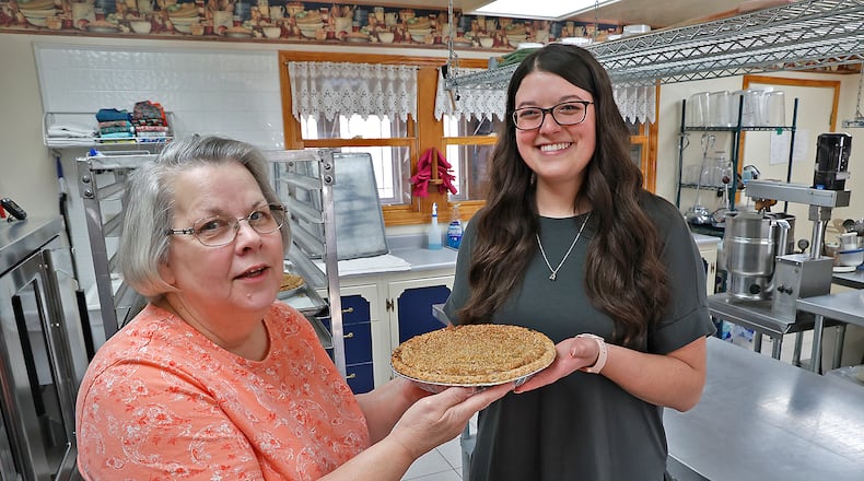 Sharon Stevens is passing the pie to Kaitlin Jones at the end of the year. Chris and Sharon Stevens, the owners of Stevens Bakery, are retiring from the bakery business and concentrating of their orchards. Kaitlin Jones will be taking over Stevens Bakery. BILL LACKEY/STAFF