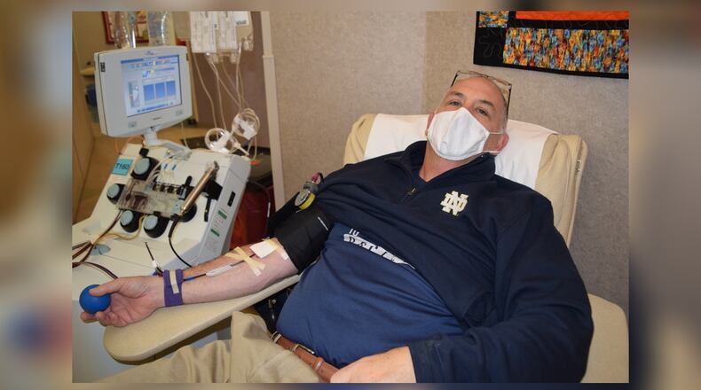 State Sen. Steve Huffman, R-Tipp City, kicked off "Blood Donor Appreciation Days" with a double red blood cell donation Monday, Jan. 17, 2022, at the Community Blood Center in Dayton. Huffman is an ER doctor and lifelong donor who introduced legislation in 2017 to create Ohio Blood Donor Awareness Month, which was first observed in January 2019.