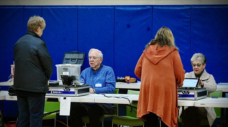 Voters turn out at the Fairhaven church in Centerville to vote Tuesday, March 19, 2024. MARSHALL GORBY\STAFF
