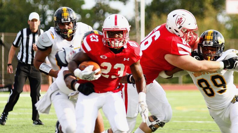 Wittenberg’s Jaheem Washington runs against Wooster on Saturday, Sept. 20, 2019, at Edwards-Maurer Field in Springfield. Wittenberg photo by Trent Sprague