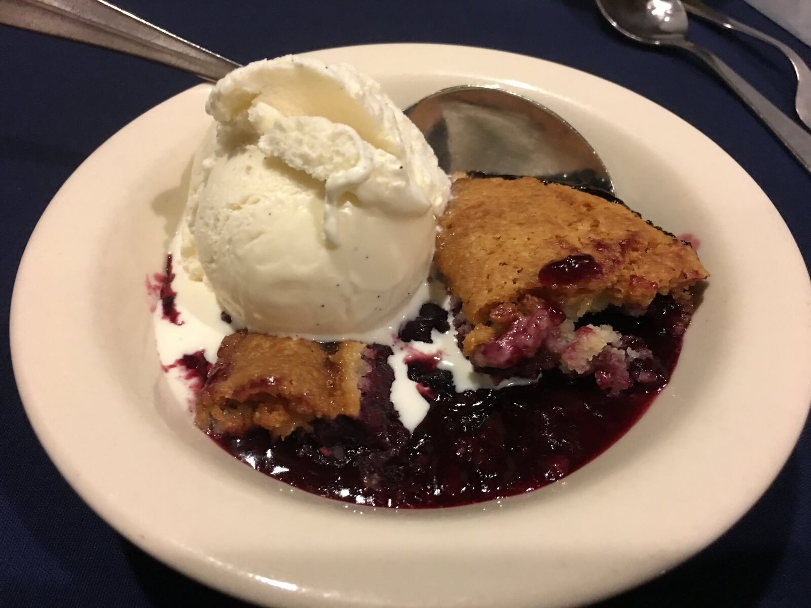 The triple berry cobbler with vanilla bean ice cream at Kindred Spirits at the Inn & Spa at Cedar Falls. CONTRIBUTED PHOTO BY ALEXIS LARSEN