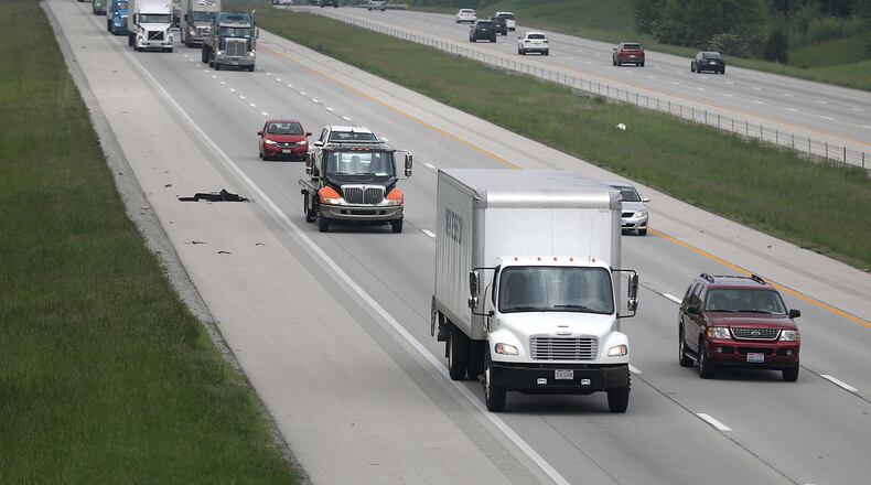 Traffic on Interstate 70 in Clark County Thursday, May 19, 2022. BILL LACKEY/STAFF