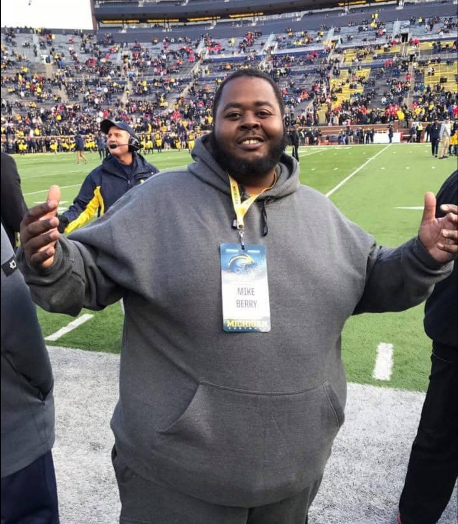 Cutline2: A photo of Mike Berry on the sidelines at a University of Michigan football game. CONTRIBUTED PHOTO