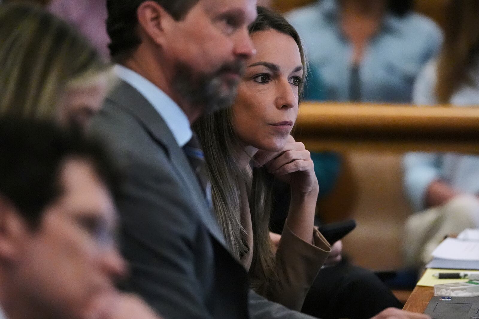 Karen Read listens to testimony during her trial, Thursday, April 24, 2025, at Norfolk Superior Court in Dedham, Mass. (AP Photo/Charles Krupa, Pool)
