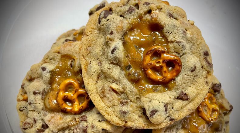 The Dayton Daily News Holiday Cookie Contest returned this year with area bakers submitting nearly 30 of their very best recipes. A panel of judges selected the top three cookies. Pictured are Amazing Caramel Toffee Pretzel Chocolate Chip Cookies. NATALIE JONES/STAFF