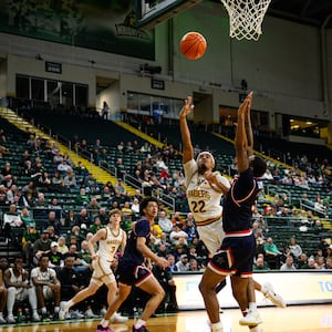 The Wright State University men's basketball team hosted Robert Morris University as well as their Senior Day recognition ceremony on Sunday, Feb. 22, 2026. The Colonials beat the Raiders 81-68. JEREMY MILLER / CONTRIBUTED PHOTO