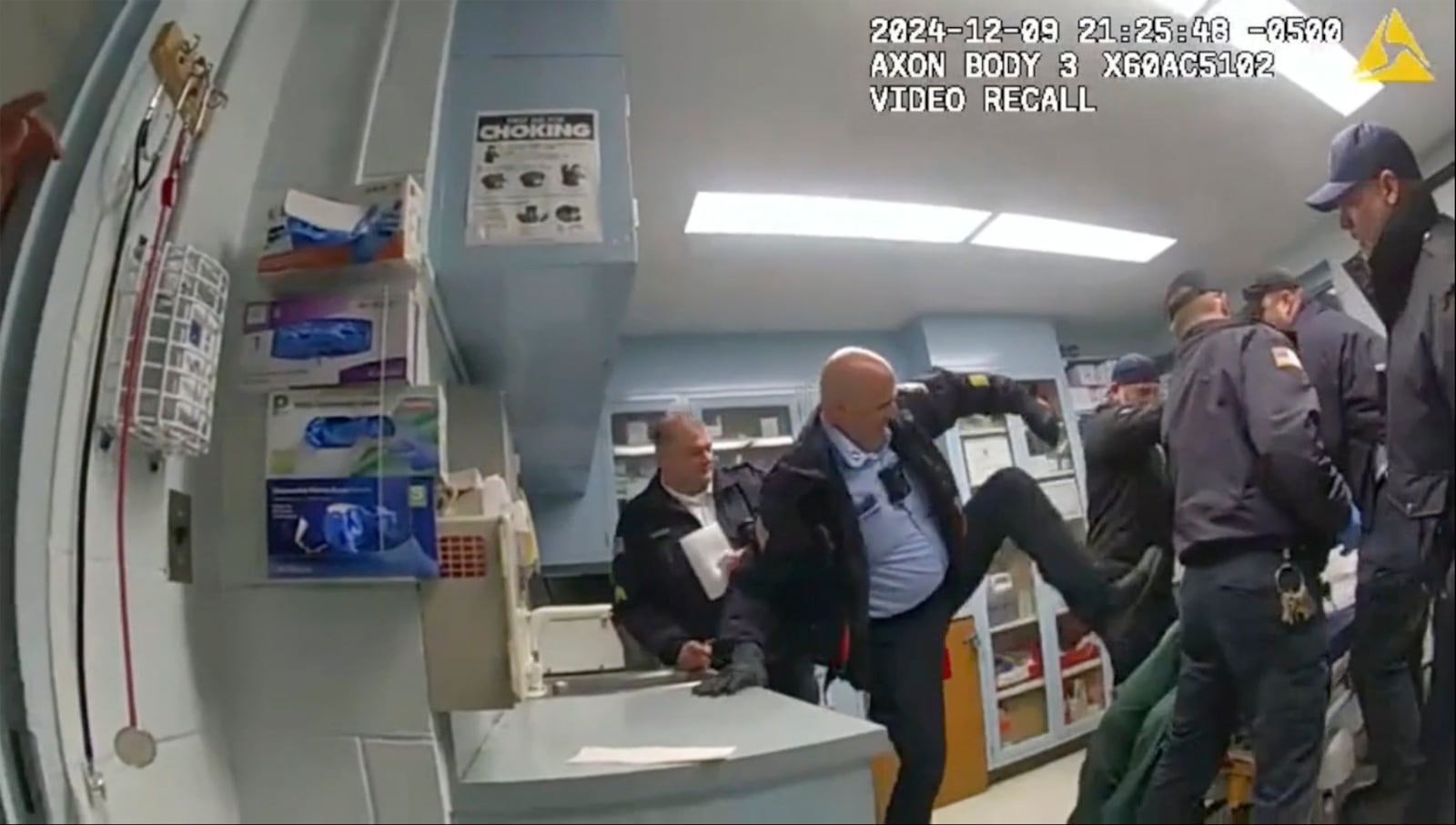 FILE - This image provided by the New York State Attorney General office shows body camera footage of correction officers beating a handcuffed man, Robert Brooks, at the Marcy Correctional Facility in Oneida County, N.Y., on Dec. 9, 2024. (New York State Attorney General office via AP, File)
