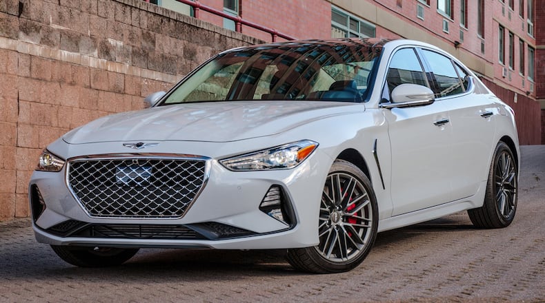 The 2019 Genesis G70 is available with three powertrain configurations and five trim packages, ranging from the Advanced to range-topping Sport. A choice of two engines are available: a 252-horsepower 2.0-liter turbocharged inline four-cylinder, and a 365-hp 3.3-liter twin-turbocharged V-6. Rear-wheel drive is standard, and all-wheel drive is optional. Genesis photo