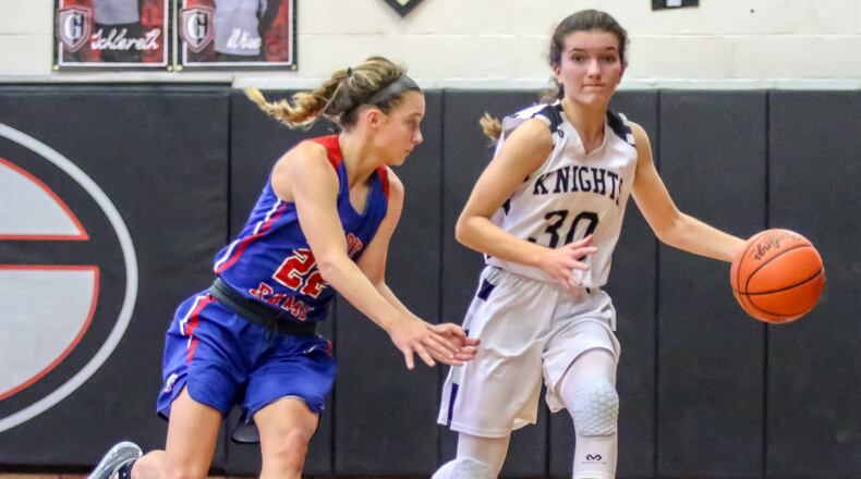 Greenon High School senior Reagan Ware dribbles the ball up the court during their game against Greeneview on Saturday, Dec. 21. Contributed photo by Michael Cooper