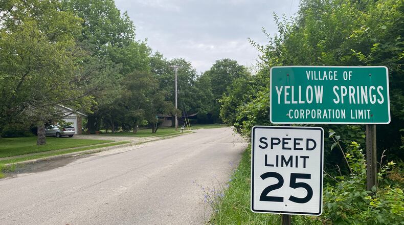 A photo of the Village of Yellow Springs sign on East Hyde Road. Eileen McClory/ Staff