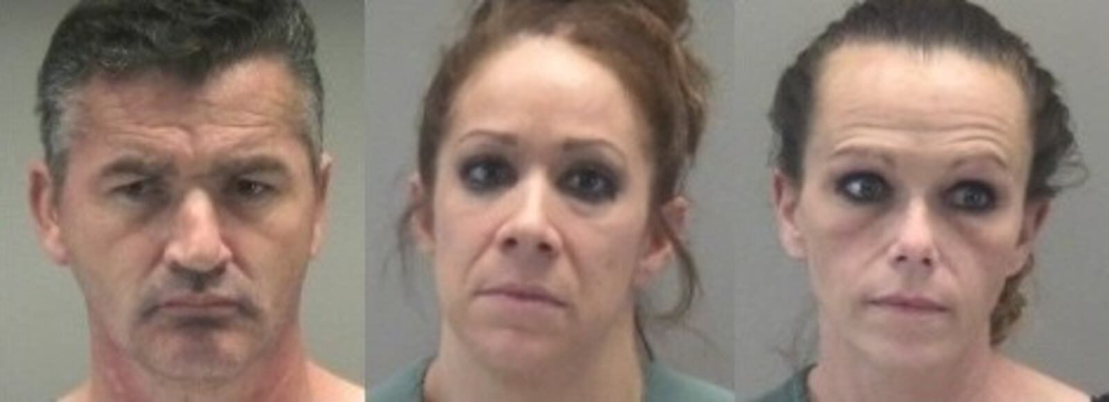 Jason Thomas Jones, left, Jennifer Lynn Long, center, and Tabatha Lee Taverna, right, were indicted Wednesday, March 27, 2024, along with Dayton Dog Trainer LLC for allegedly swindling dozens of pet owners out of more than $200,000 total and acts of animal cruelty. MONTGOMERY COUNTY JAIL