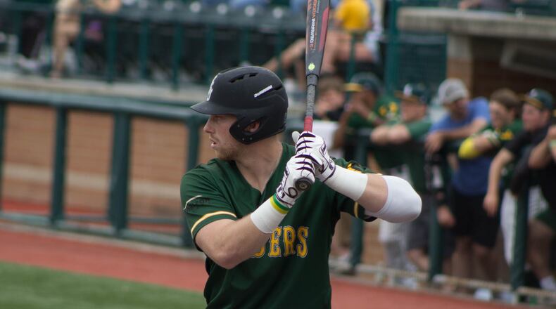 Wright State’s Gabe Snyder at the plate against Illinois-Chicago on May 5, 2018, at Nischwitz Stadium. Snyder on Tuesday was named Horizon League Player of the Year. Allison Rodriguez/CONTRIBUTED