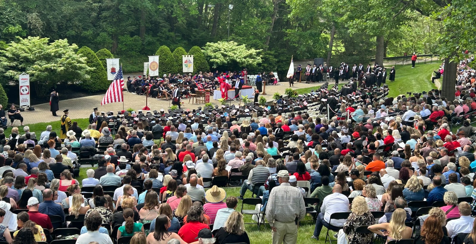 Wittenberg University conferred over 300 degrees at its graduation ceremony May 17, 2025, at the scenic commencement hollow on its Springfield campus. JEREMY P. KELLEY / STAFF