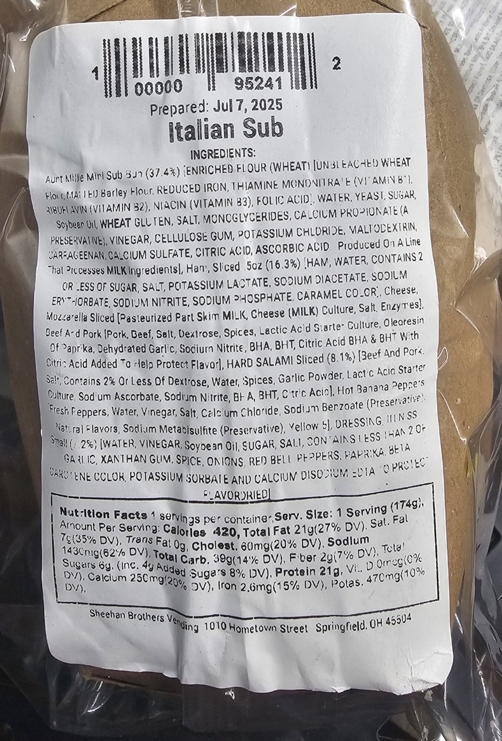 Sheehan Brothers Vending in Springfield has issued a voluntary recall for its cheeseburgers, spicy chicken sandwich, Italian mini subs, pepperoni pizza sub, chili cheese coney and BBQ riblet with coleslaw due to an undeclared sesame allergen. Contributed