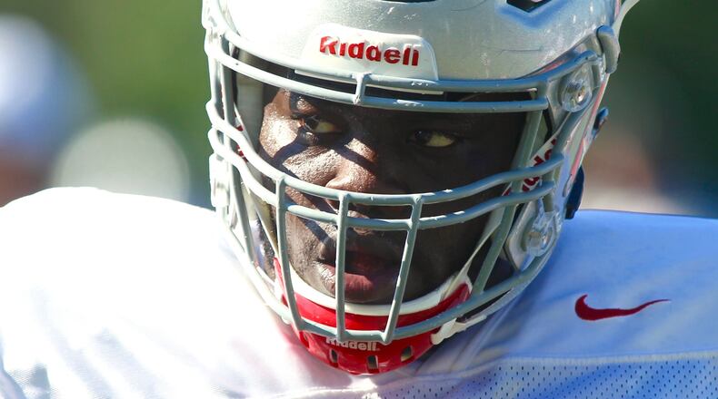 Ohio State’s Robert Landers practices on Saturday, Aug. 5, 2017, at the Woody Hayes Athletic Center in Columbus. David Jablonski/Staff