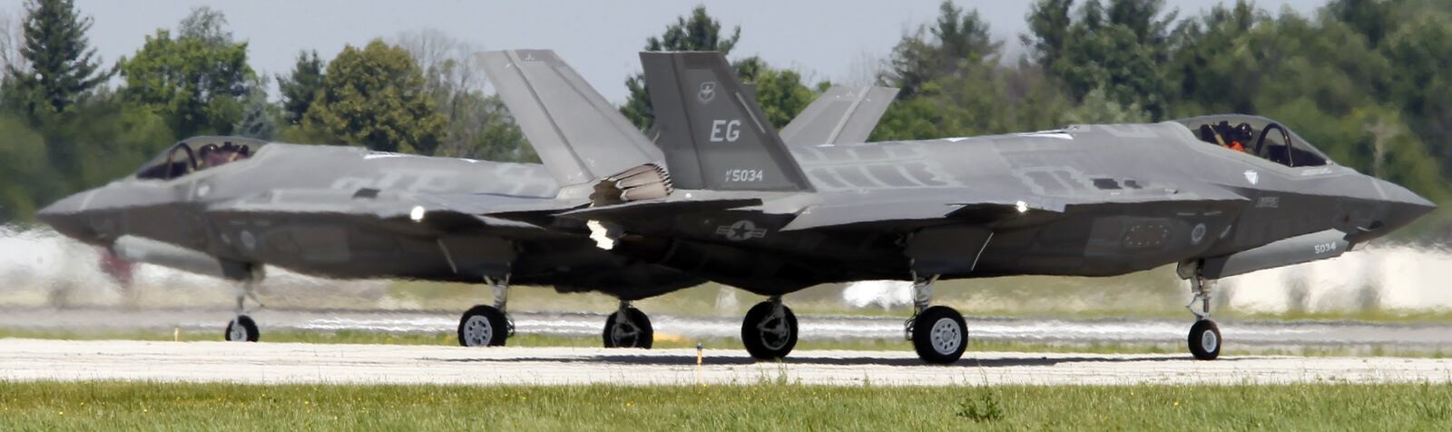 Two F-35s that visited the Dayton Air Show in 2016.  TY GREENLEES / STAFF FILE PHOTO