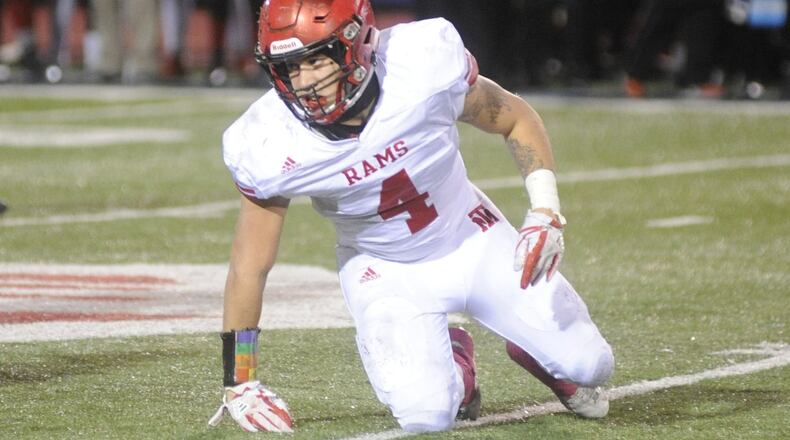 Trotwood’s Kennedy Coates. Trotwood-Madison defeated Toledo Central Catholic 16-7 in a D-III high school football state semifinal at Piqua on Friday, Nov. 24, 2017. MARC PENDLETON / STAFF