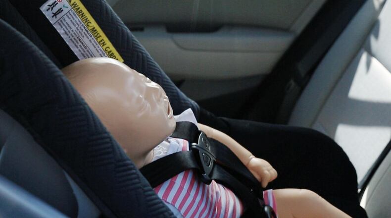 A test dummy used for a rescue demonstration on the methods to save the life of an infant or pet in case of emergency, during a news conference at at Florida Highway Patrol headquarters in Doral, Fla., on June 22, 2017. (Sebastian Ballestas/Miami Herald/TNS)