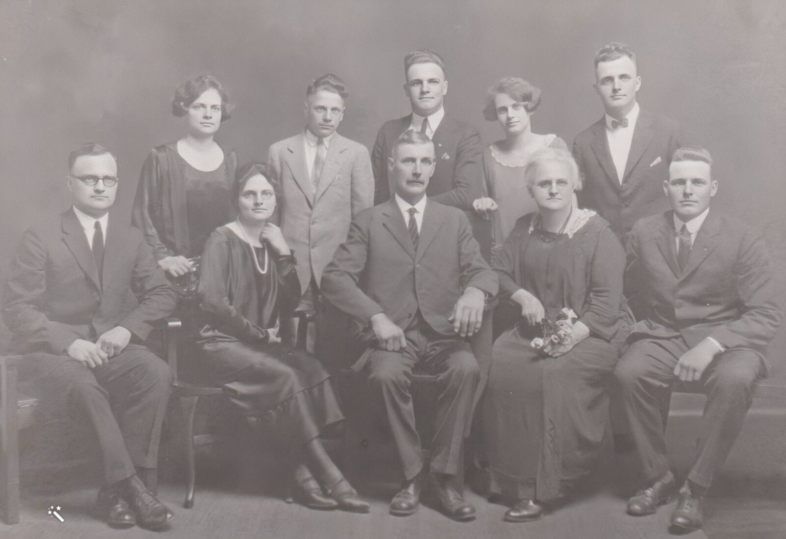 The Collins family circa 1925, including Andrew Collins (seated, middle), Hannah Dow’s great-great-great-grandfather. Photo courtesy of Cedarville University Archives.