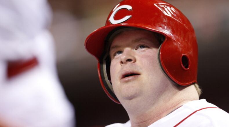 CINCINNATI, OH - APRIL 18: Cincinnati Reds honorary bat boy Teddy Kremer looks on during the game against the Miami Marlins at Great American Ball Park on April 18, 2013 in Cincinnati, Ohio. (Photo by Joe Robbins/Getty Images)