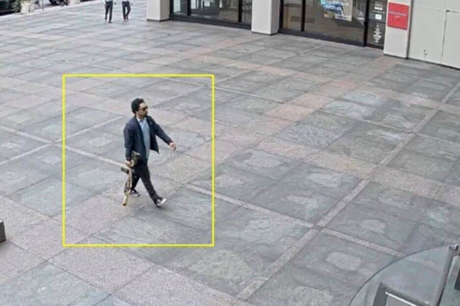 This image from surveillance video obtained by The Associated Press shows Shane Tamura outside a Manhattan office building on Monday, July 28, 2025 in New York. (AP Photo)