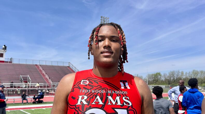 Jermiel Atkins Trotwood-Madison Rams offensive lineman during recruiting combine at TMHS May 1, 2024.