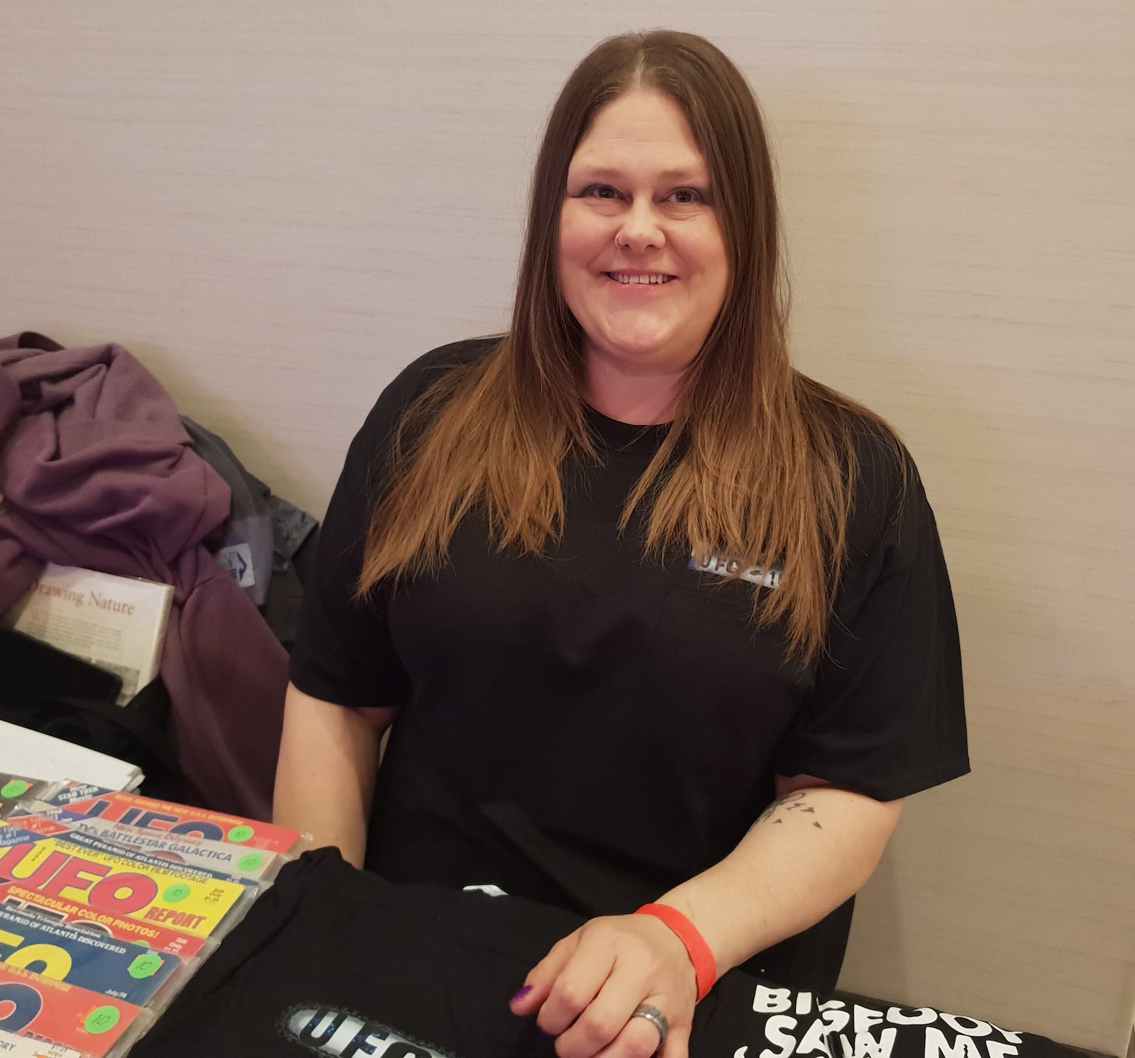Brandy Wolf represented UFO 101 at the event, selling rare books and magazines.