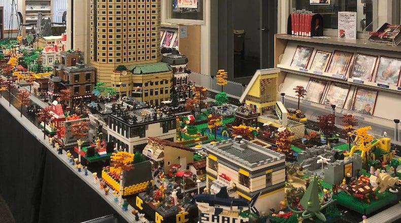 Around 950,000 LEGO blocks have gone into the “Art All Around Us LEGO Exhibit,” currently on display at the Champaign County Library through Oct. 29. A contest for local LEGO builders is also part of the exhibition. Photo by Marcia Callicoat