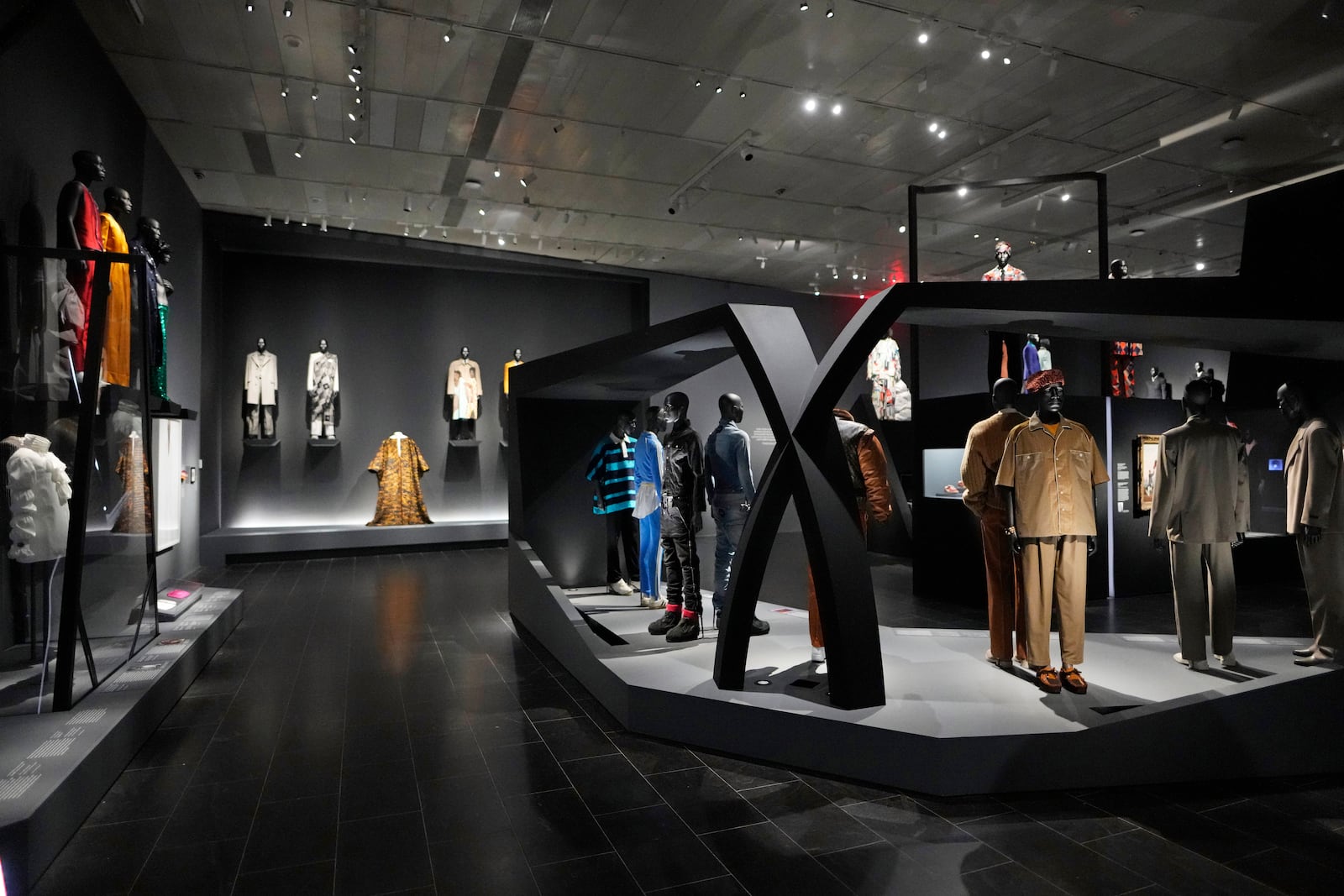 Designs are displayed at the Metropolitan Museum of Art's Costume Institute exhibition, "Superfine: Tailoring Black Style," on Saturday, May 3, 2025, in New York. (Photo by Charles Sykes/Invision/AP)