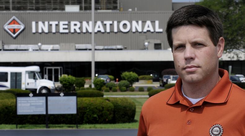 Jason Barlow, president of UAW Local 402, stands outside the Navistar Springfield production facility on Urbana Road in August 2010. Staff photo by Marshall Gorby