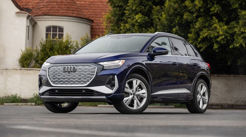 This photo provided by Audi shows the 2025 Q4 E-tron. The Q4 E-tron is an easy EV to drive and live with. It also features a great-looking interior equipped with numerous Audi's latest technology features. (Courtesy of Audi AG via AP)