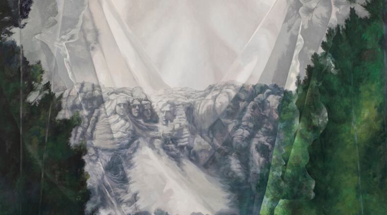 A series of oil on canvas paintings complemented by silk dioramas featuring different perspectives of Mount Rushmore by Boryana Rusenova-Ina are part of the new exhibition "Public Domain" at the Springfield Museum of Art. Contributed photo