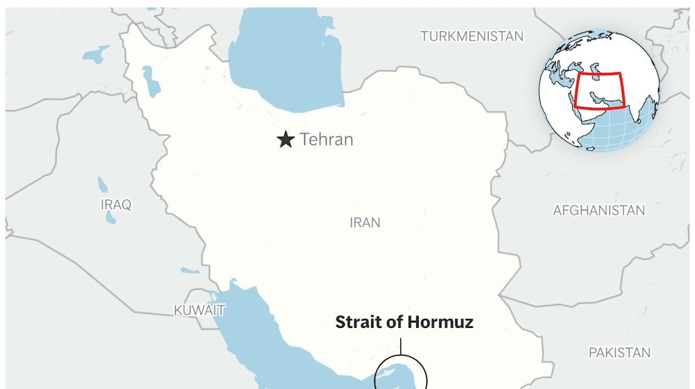 A map showing the location of the Strait of Hormuz. (AP Digital Embed)