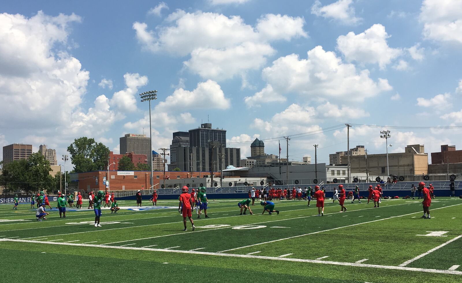 Chaminade Julienne hosts Trotwood-Madison in a 7 on 7 passing competition at Roger Glass Stadium in downtown Dayton.