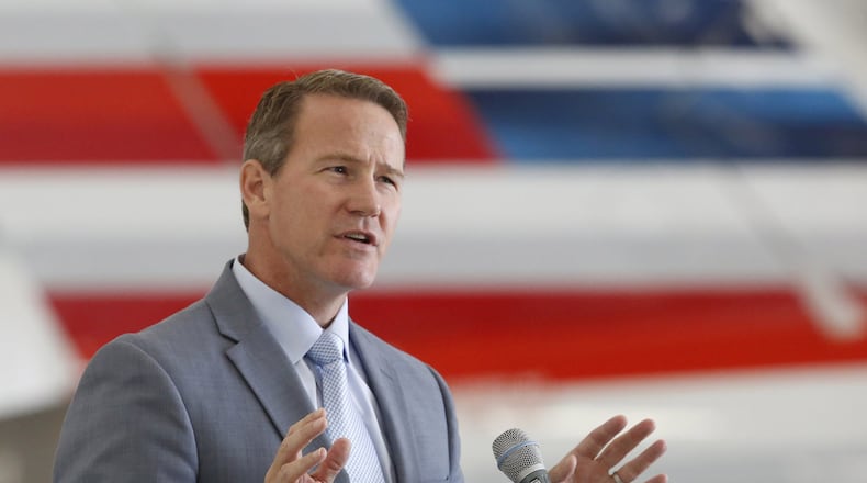 Candidate for Ohio Governor Mike DeWine’s running mate for Lt. Governor is Jon Husted. TY GREENLEES / STAFF