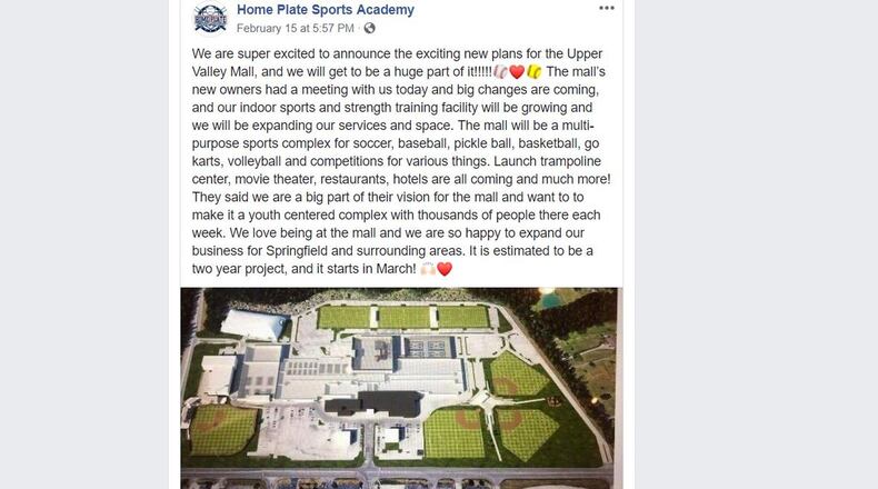 Plans and designs for a possible development at the Upper Valley Mall were posted on Facebook.