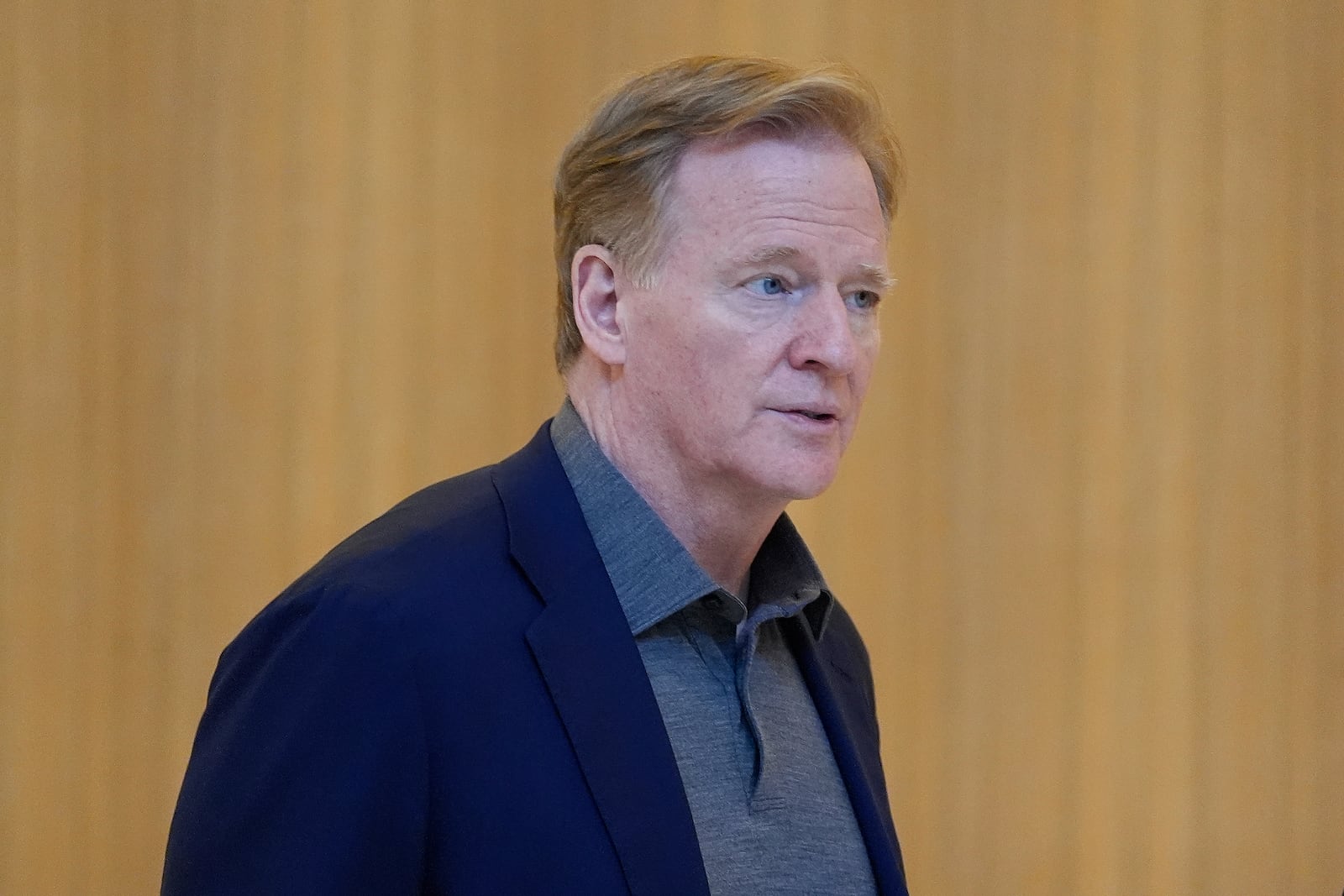 NFL Commissioner Roger Goodell arrives ahead of an NFL football owners' meeting, Tuesday, May 20, 2025, in Eagan, Minn. (AP Photo/Abbie Parr)