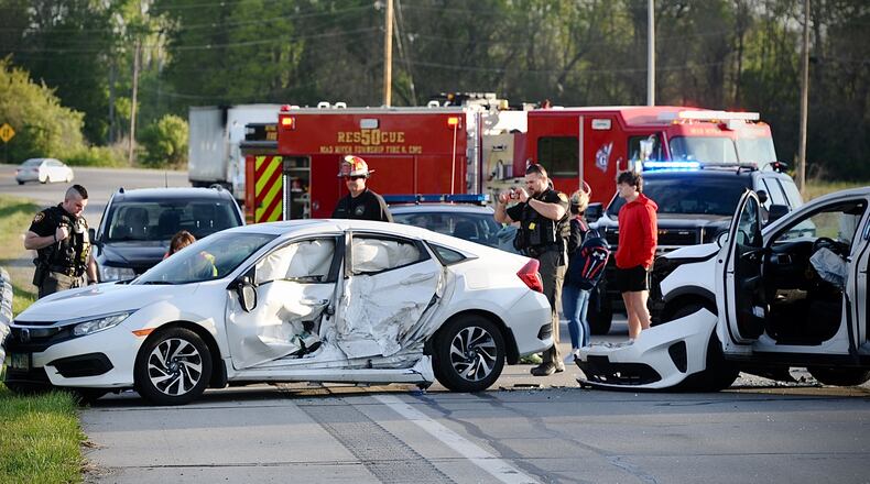 A crash was reported on Spangler Road near Interstate 675 in that Clark County on Friday morning, April 26, 2024. MARSHALL GORBY\STAFF
