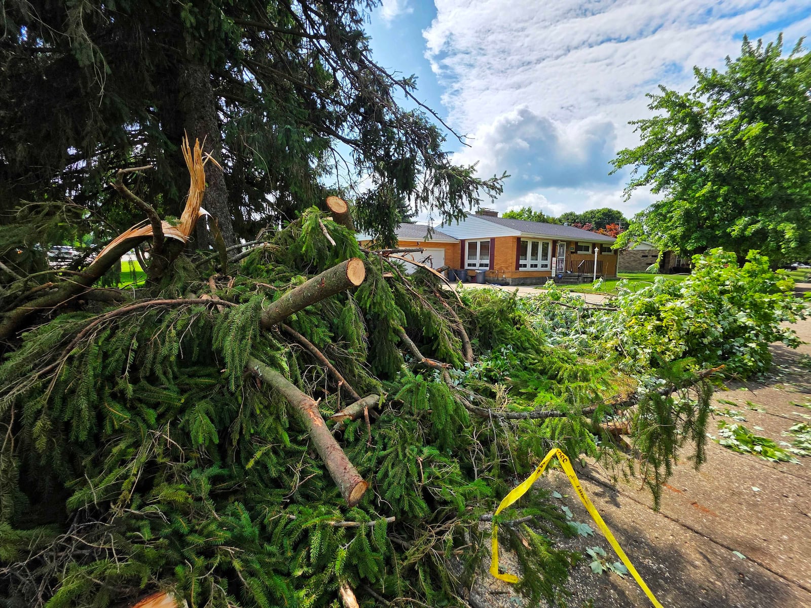 Severe weather passed through the area last night bringing strong winds and possible tornadoes. The damage hit Clark County in Moorefield Township near the intersection of Moorefield Road and Ridgewood Road West. NICK GRAHAM / STAFF