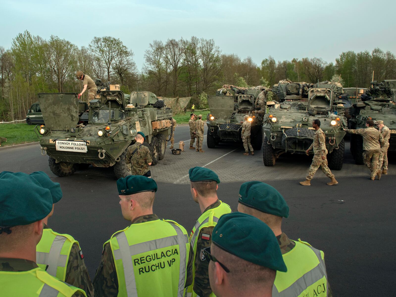 FILE — A military convoy during NATO exercises in Germany, near the border with Poland, on April 9, 2024. In one short month, President Donald Trump has undercut the trust that sits at the center of the 75-year-old NATO pact, that an attack on one member of the alliance would bring a response by all, led by the United States.. (Laetitia Vancon/The New York Times)